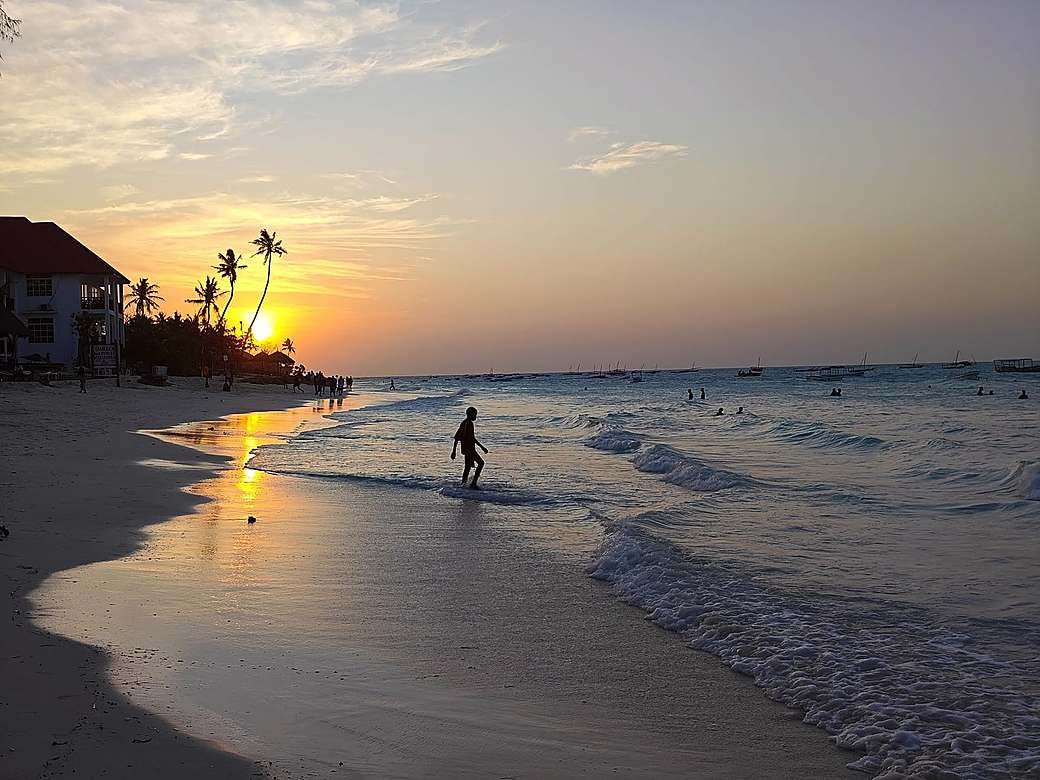 Zanzibar coastal road at sunset